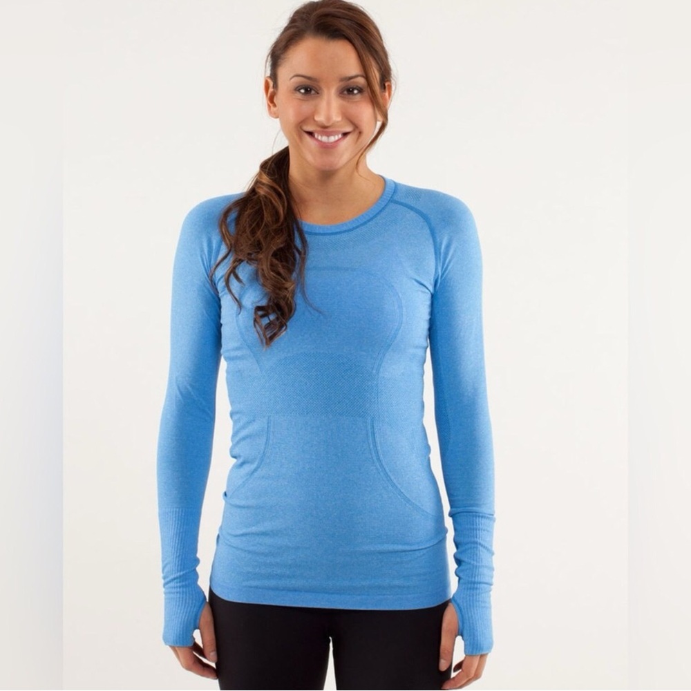 🌼LULULEM🍋N Run Swiftly Tech Long Sleeve Crew Shirt Top - Beaming Blue - Size 8